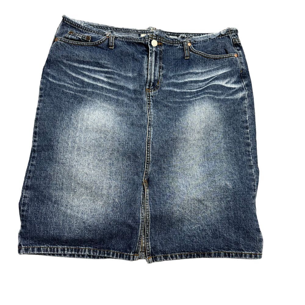 Y2K Paris Blues Plus Size 16W Blue Jean‎ Slit Skirt